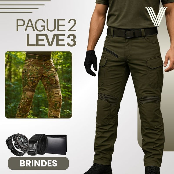[Leve 3 Pague 2] Calça Masculina Verum em Tecido Tático Militar e Poliéster +BRINDES: Relógio, Cinto e Carteira